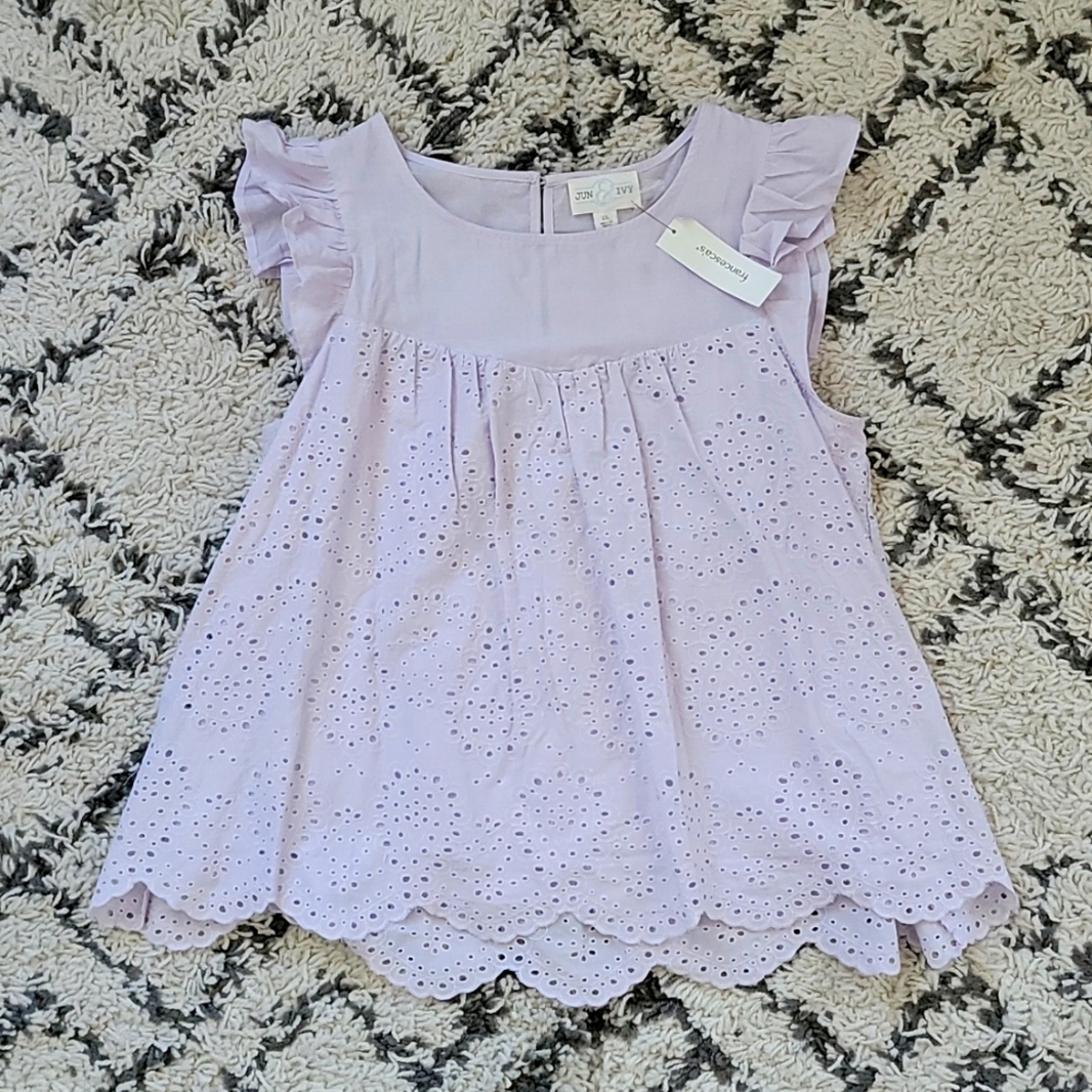 NWT Lavender Purple Babydoll Flutter Top